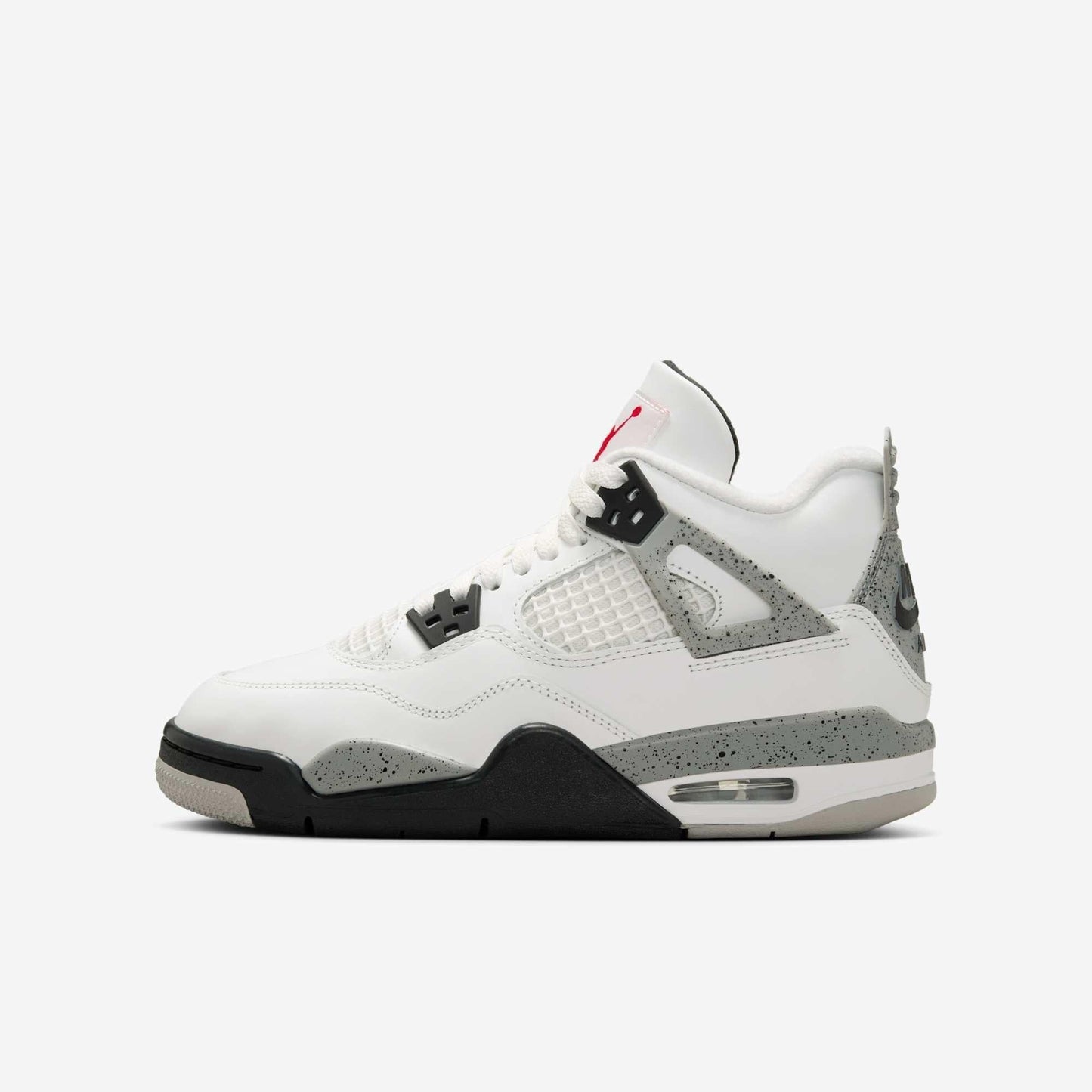 Air Jordan 4 Retro 'Reimagined White Cement' (2025) (GS) [IB4171-100] Athletic Basketball Sports Sneakers in Summit White / Fire Red - Tech Grey - Black for Unisex Youth Kids Junior Boys Girls - AVBL MRKT (2)