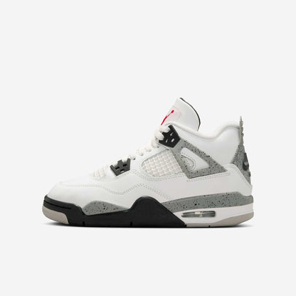 Air Jordan 4 Retro 'Reimagined White Cement' (2025) (GS) [IB4171-100] Athletic Basketball Sports Sneakers in Summit White / Fire Red - Tech Grey - Black for Unisex Youth Kids Junior Boys Girls - AVBL MRKT (2)