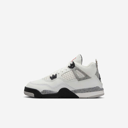 Air Jordan 4 Retro 'Reimagined White Cement' (2025) (PS) [IB4388-100] Athletic Basketball Sports Sneakers in Summit White / Fire Red - Tech Grey - Black for Unisex Little Kids Pre-School Boys Girls - AVBL MRKT (2)