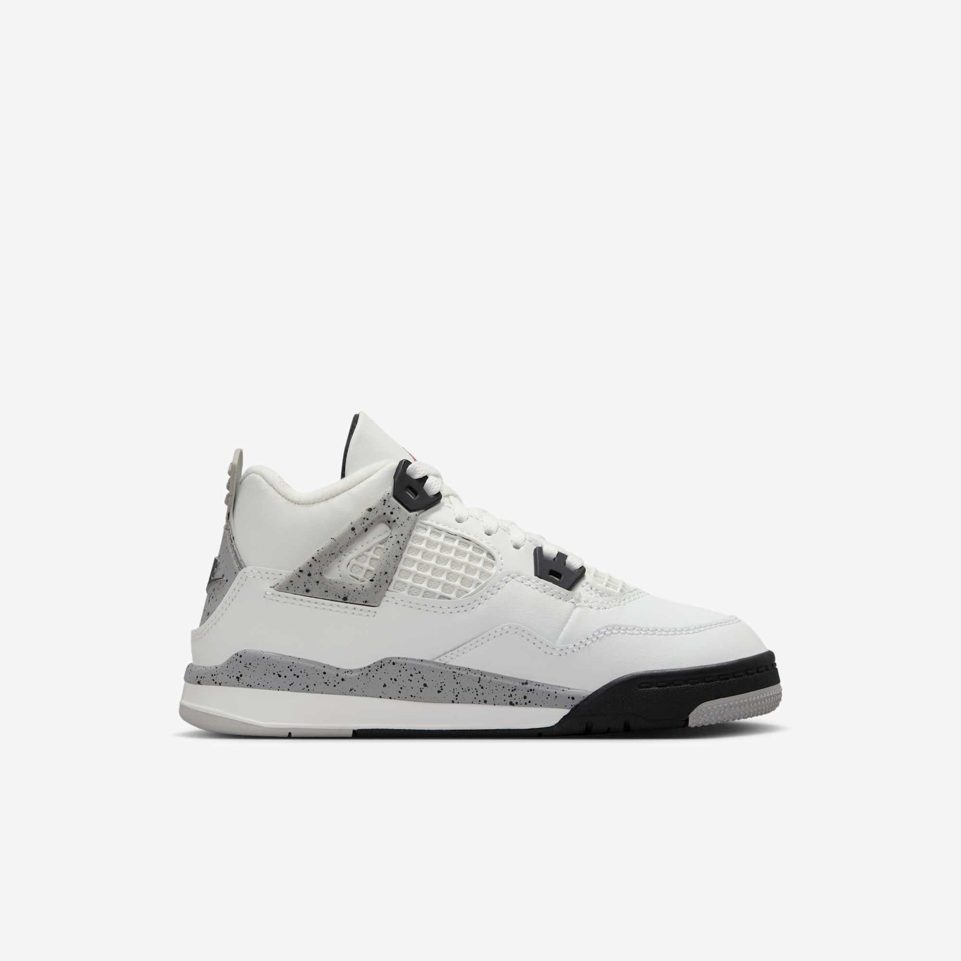 Air Jordan 4 Retro 'Reimagined White Cement' (2025) (PS) [IB4388-100] Athletic Basketball Sports Sneakers in Summit White / Fire Red - Tech Grey - Black for Unisex Little Kids Pre-School Boys Girls - AVBL MRKT (4)