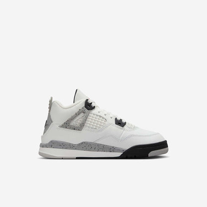 Air Jordan 4 Retro 'Reimagined White Cement' (2025) (PS) [IB4388-100] Athletic Basketball Sports Sneakers in Summit White / Fire Red - Tech Grey - Black for Unisex Little Kids Pre-School Boys Girls - AVBL MRKT (4)