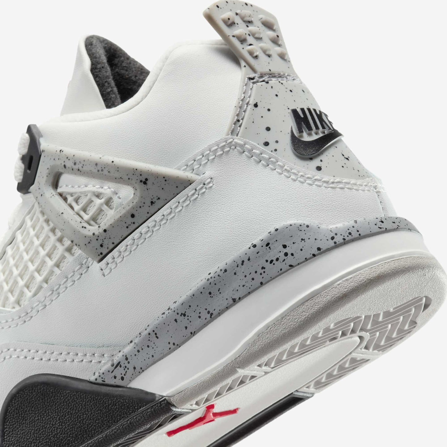 Air Jordan 4 Retro 'Reimagined White Cement' (2025) (PS) [IB4388-100] Athletic Basketball Sports Sneakers in Summit White / Fire Red - Tech Grey - Black for Unisex Little Kids Pre-School Boys Girls - AVBL MRKT (8)