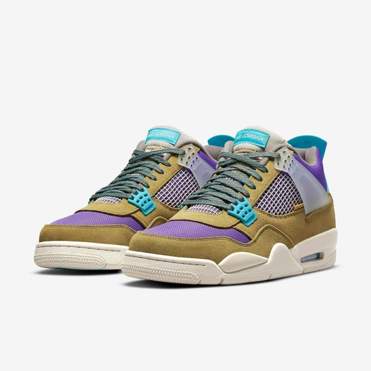 Air Jordan 4 Retro SP x Union LA 'Desert Moss' (2021) [DJ5718-300] Athletic Basketball Sports Sneakers in Desert Moss / Turquoise Blue - Purple - Sail for Unisex Adult Mens - AVBL MRKT (1)