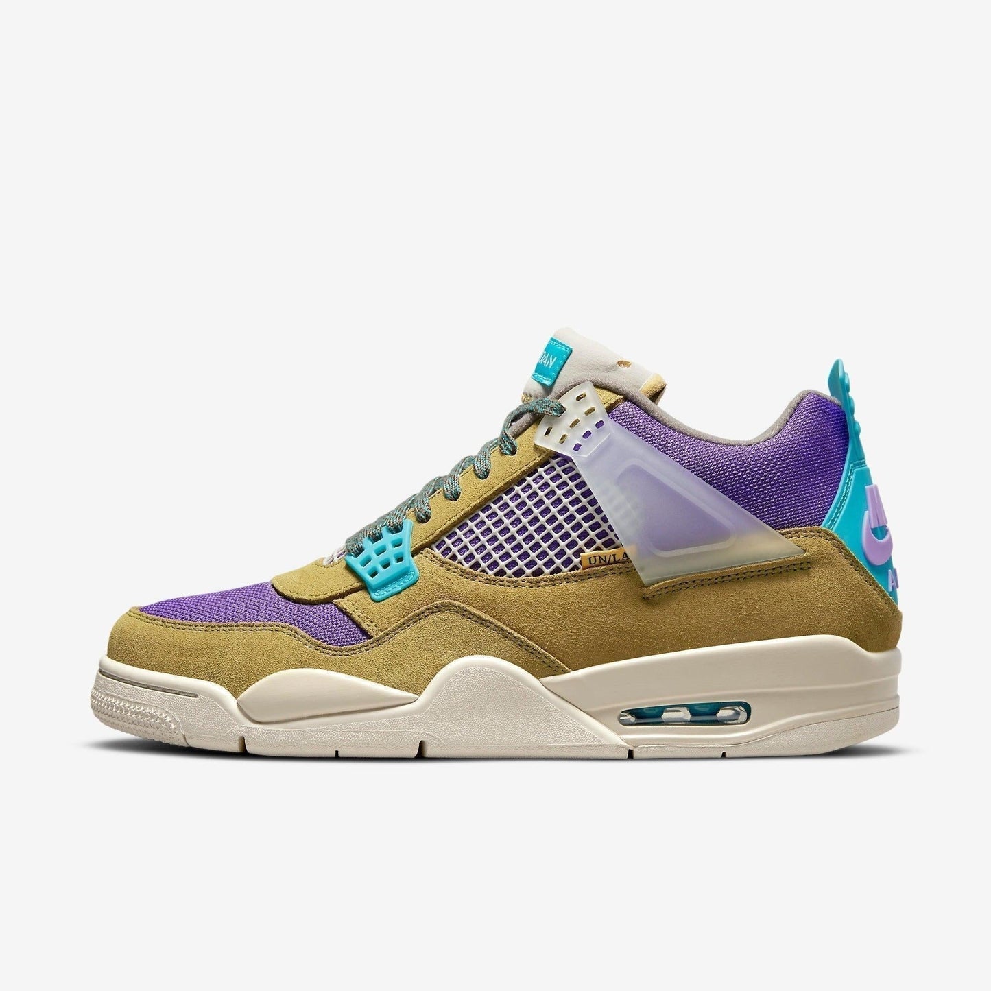 Air Jordan 4 Retro SP x Union LA 'Desert Moss' (2021) [DJ5718-300] Athletic Basketball Sports Sneakers in Desert Moss / Turquoise Blue - Purple - Sail for Unisex Adult Mens - AVBL MRKT (2)