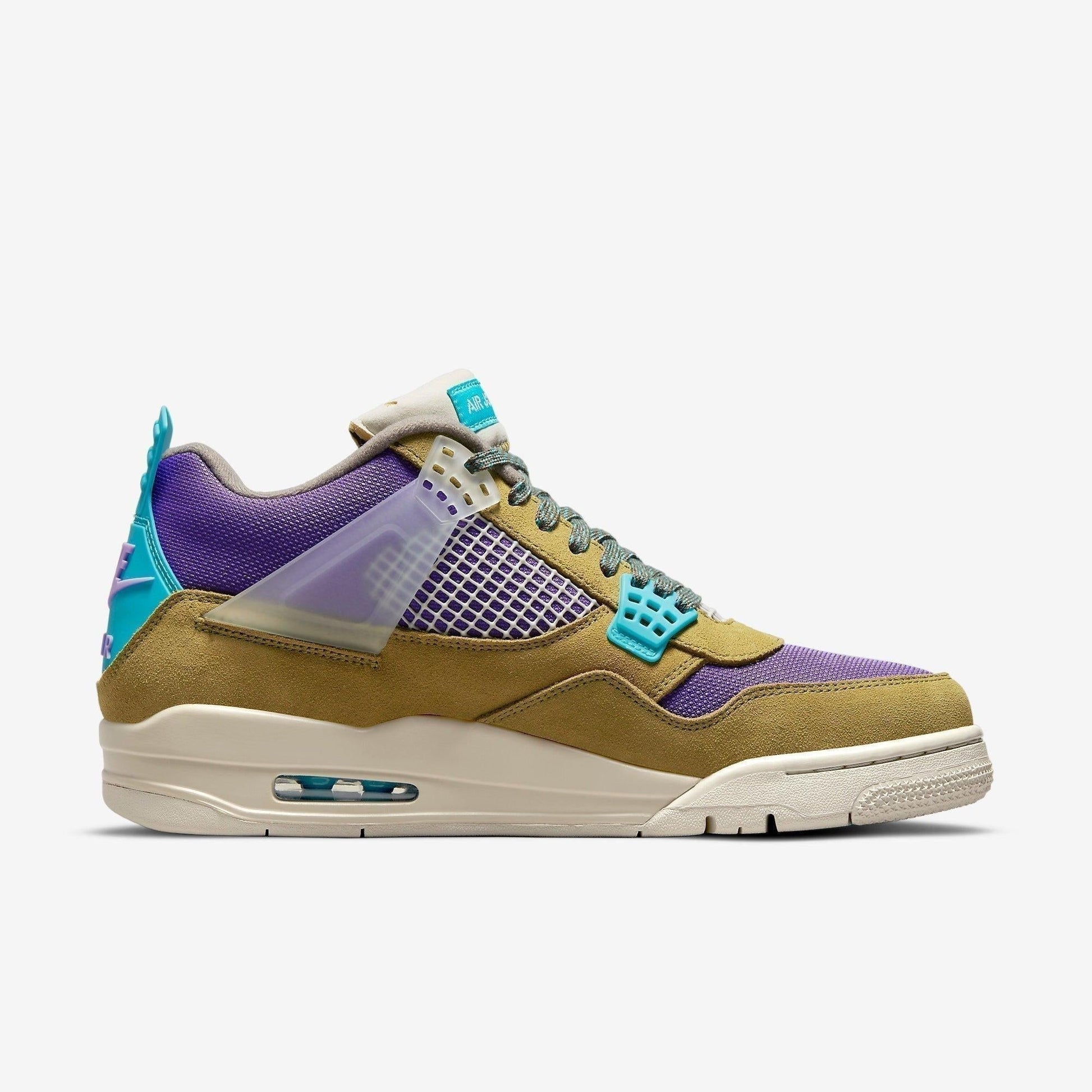 Air Jordan 4 Retro SP x Union LA 'Desert Moss' (2021) [DJ5718-300] Athletic Basketball Sports Sneakers in Desert Moss / Turquoise Blue - Purple - Sail for Unisex Adult Mens - AVBL MRKT (4)