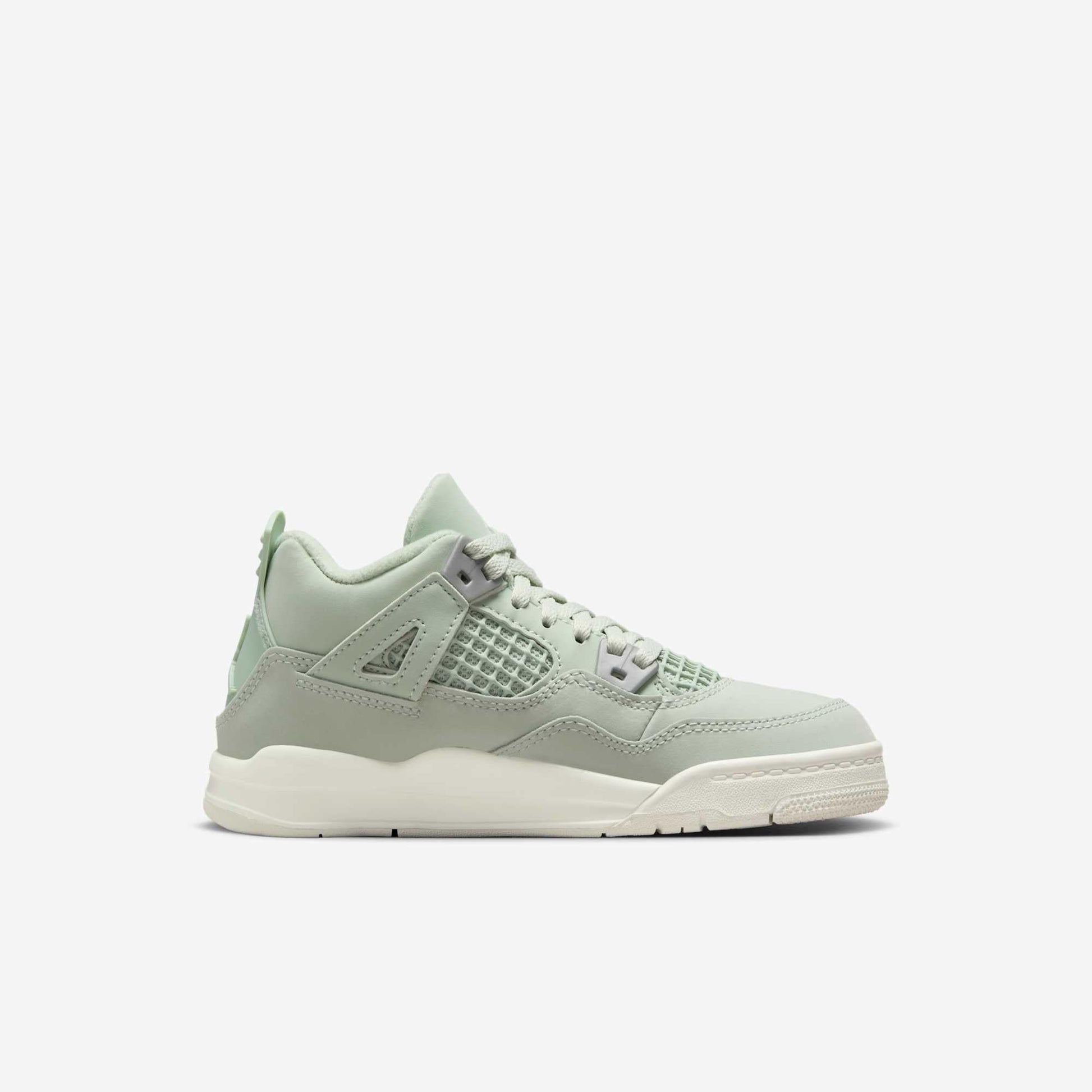 Air Jordan 4 Retro 'Seafoam / Abundance' (2025) (PS) [HV4385-003] Athletic Basketball Sports Sneakers in Seafoam / Sail - Metallic Silver for Unisex Little Kids Pre-School Boys Girls - AVBL MRKT (4)