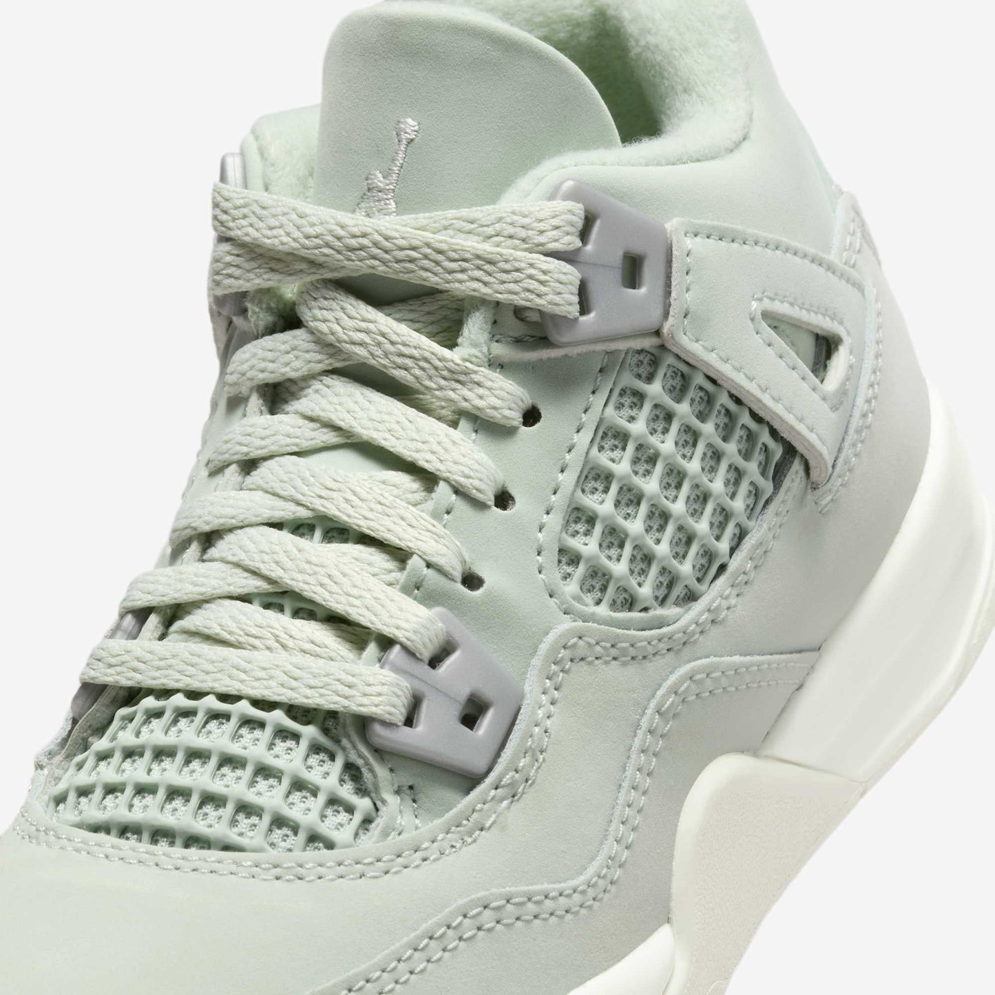 Air Jordan 4 Retro 'Seafoam / Abundance' (2025) (PS) [HV4385-003] Athletic Basketball Sports Sneakers in Seafoam / Sail - Metallic Silver for Unisex Little Kids Pre-School Boys Girls - AVBL MRKT (7)