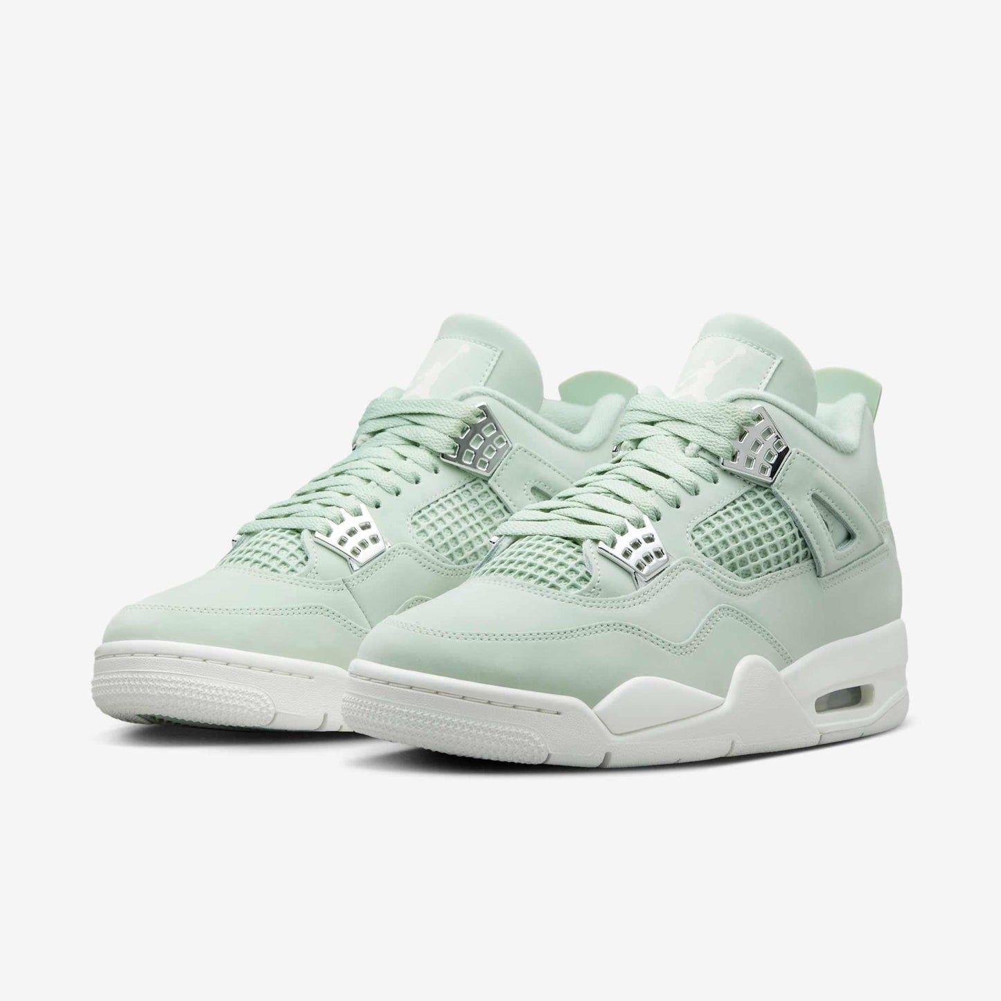 Air Jordan 4 Retro 'Seafoam / Abundance' (2025) (Womens) [HV0823-003] Athletic Basketball Sports Sneakers in Seafoam / Sail - Metallic Silver for Unisex Adult Female Ladies Girls WMNS - AVBL MRKT (1)