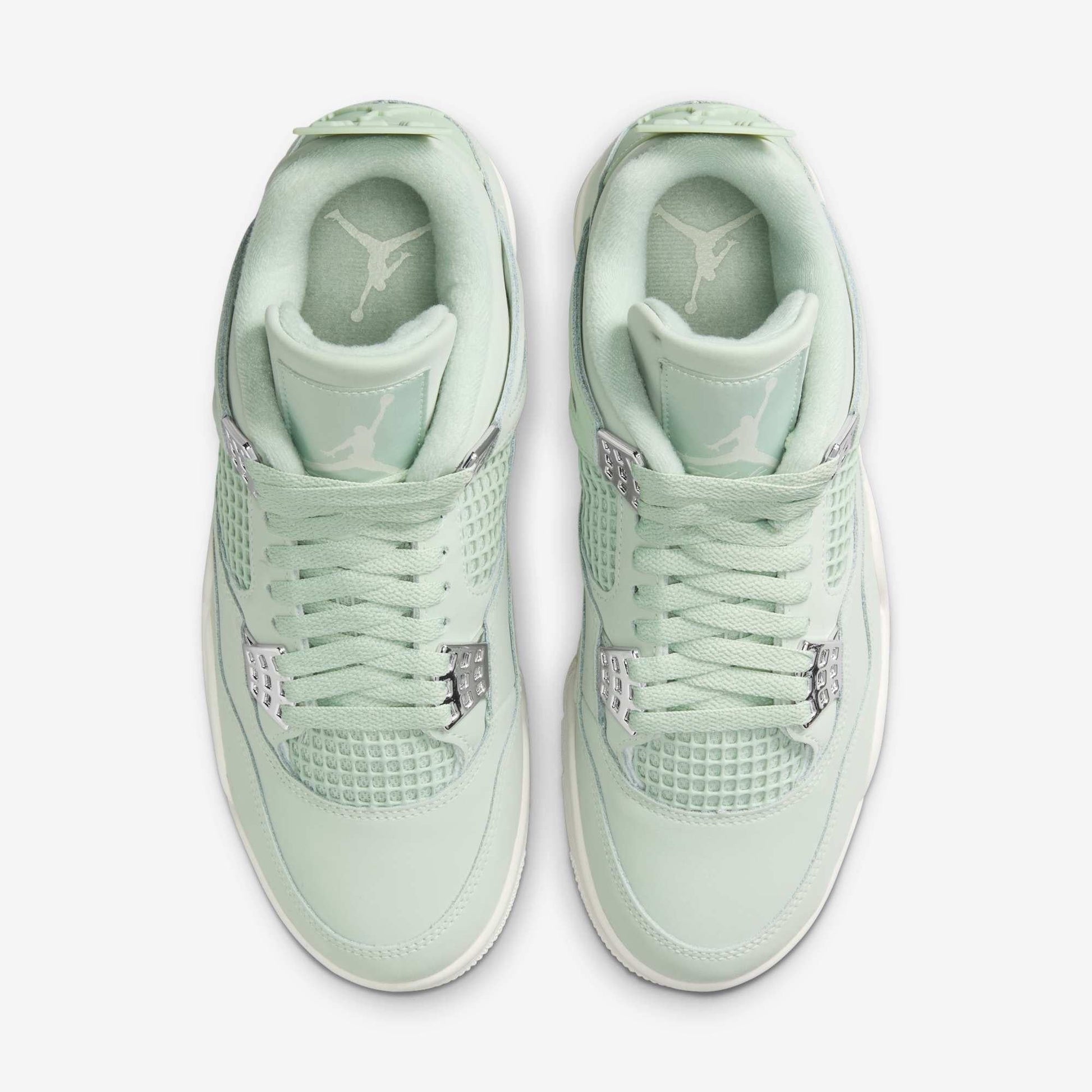 Air Jordan 4 Retro 'Seafoam / Abundance' (2025) (Womens) [HV0823-003] Athletic Basketball Sports Sneakers in Seafoam / Sail - Metallic Silver for Unisex Adult Female Ladies Girls WMNS - AVBL MRKT (5)