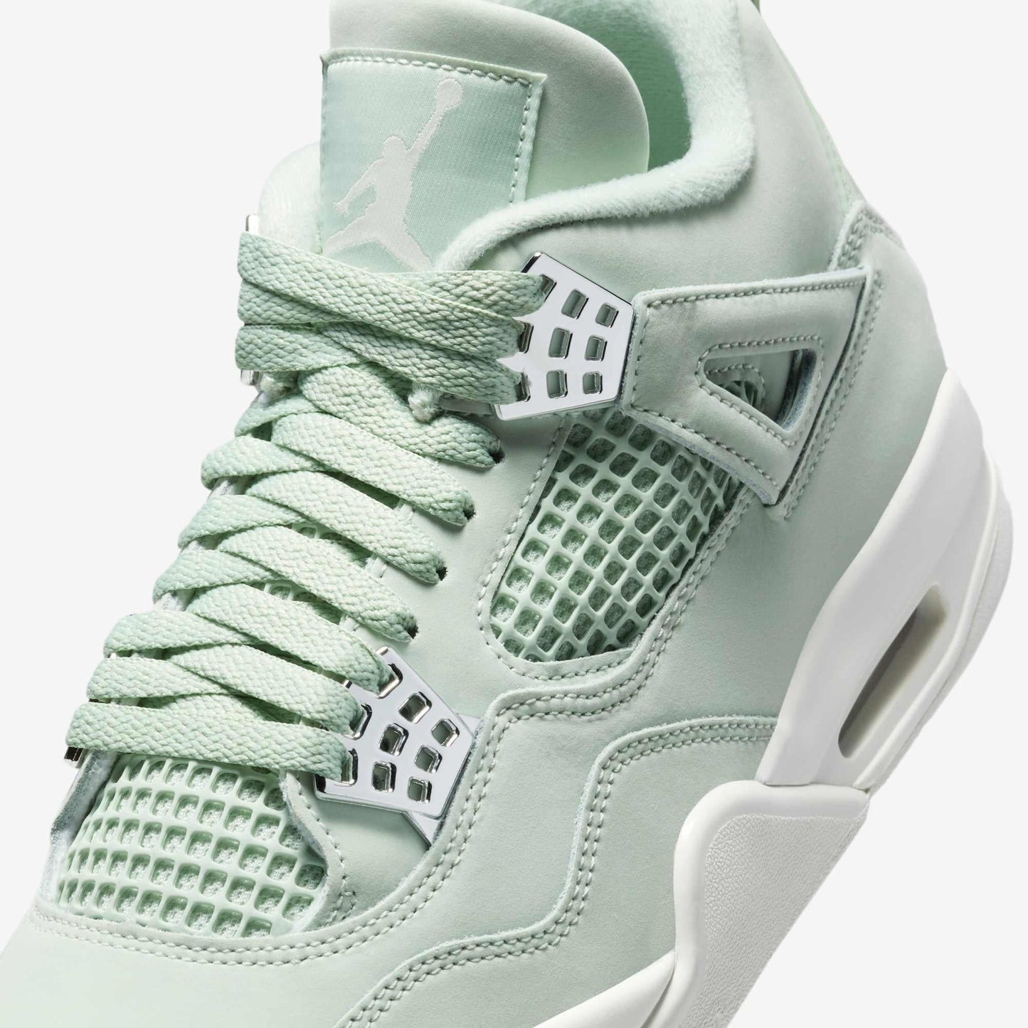 Air Jordan 4 Retro 'Seafoam / Abundance' (2025) (Womens) [HV0823-003] Athletic Basketball Sports Sneakers in Seafoam / Sail - Metallic Silver for Unisex Adult Female Ladies Girls WMNS - AVBL MRKT (7)