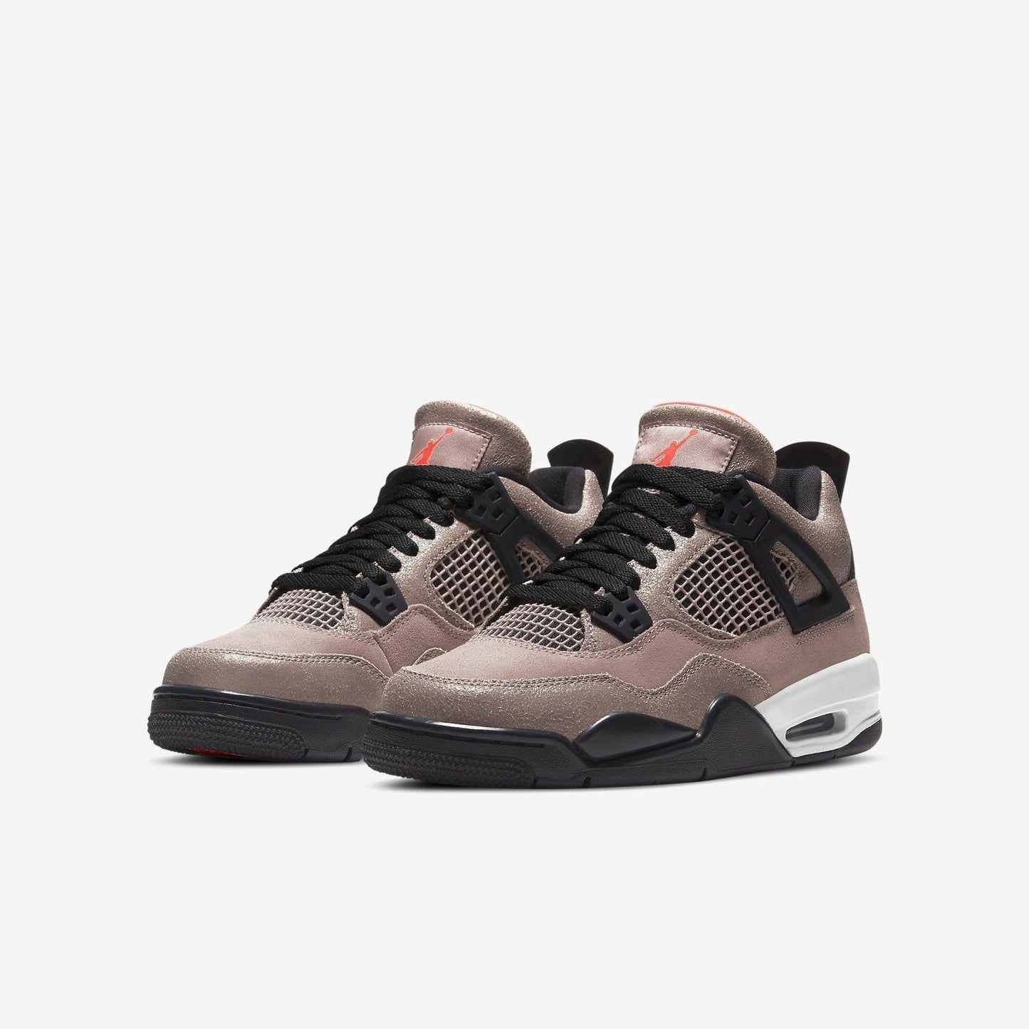 Air Jordan 4 Retro 'Taupe Haze' (2021) (GS) [DJ6249-200] Athletic Basketball Sports Sneakers in Taupe Haze / Infrared 23 - Black - White for Unisex Youth Kids Junior Boys Girls - AVBL MRKT (1)