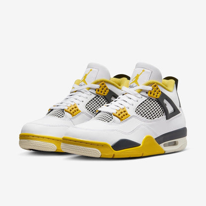 Air Jordan 4 Retro 'Vivid Sulfur' (2024) (Womens) [AQ9129-101] Athletic Basketball Sports Sneakers in White / Coconut Milk - Vivid Sulfur - Black for Unisex Adult Female Ladies Girls WMNS - AVBL MRKT (1)