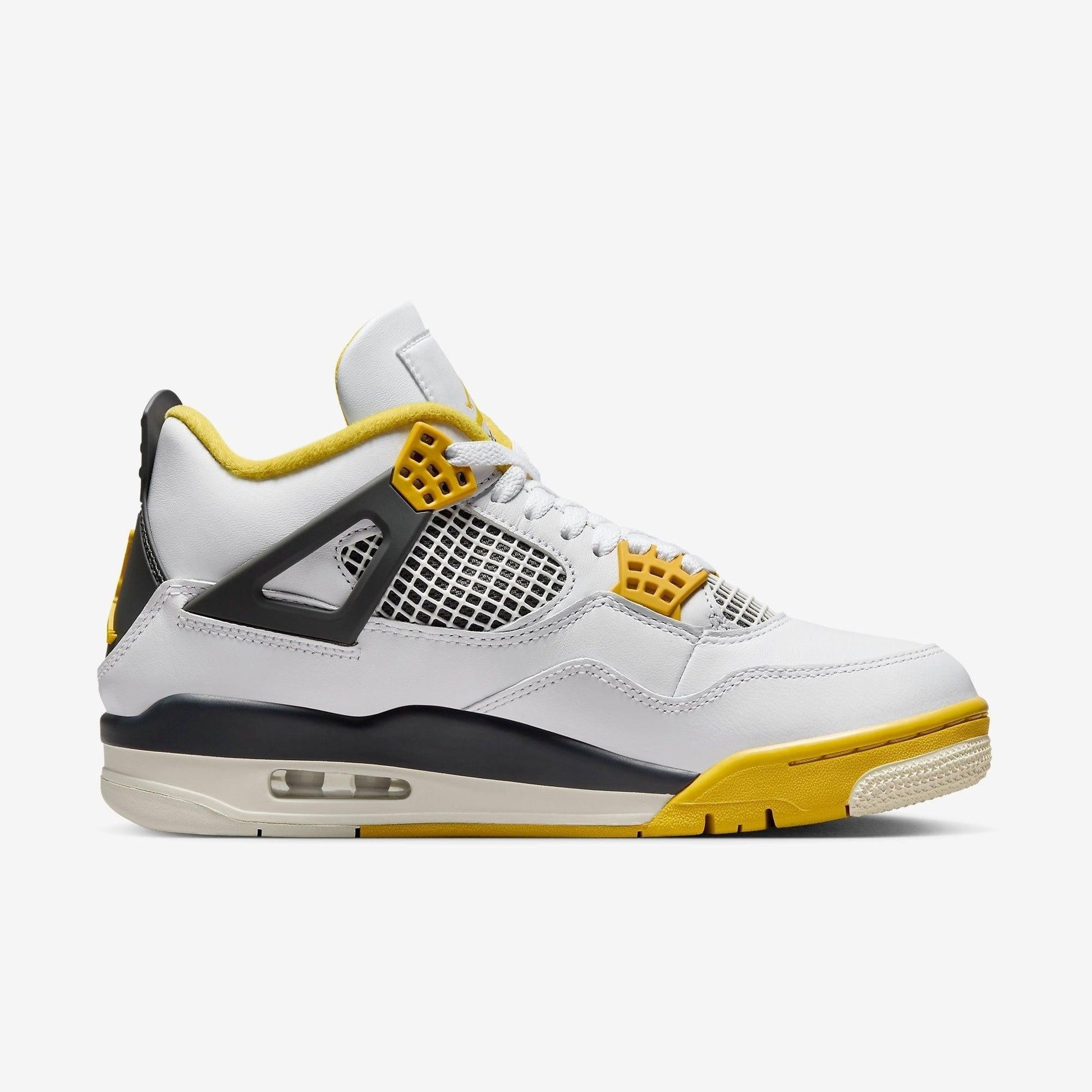 Air Jordan 4 Retro 'Vivid Sulfur' (2024) (Womens) [AQ9129-101] Athletic Basketball Sports Sneakers in White / Coconut Milk - Vivid Sulfur - Black for Unisex Adult Female Ladies Girls WMNS - AVBL MRKT (4)
