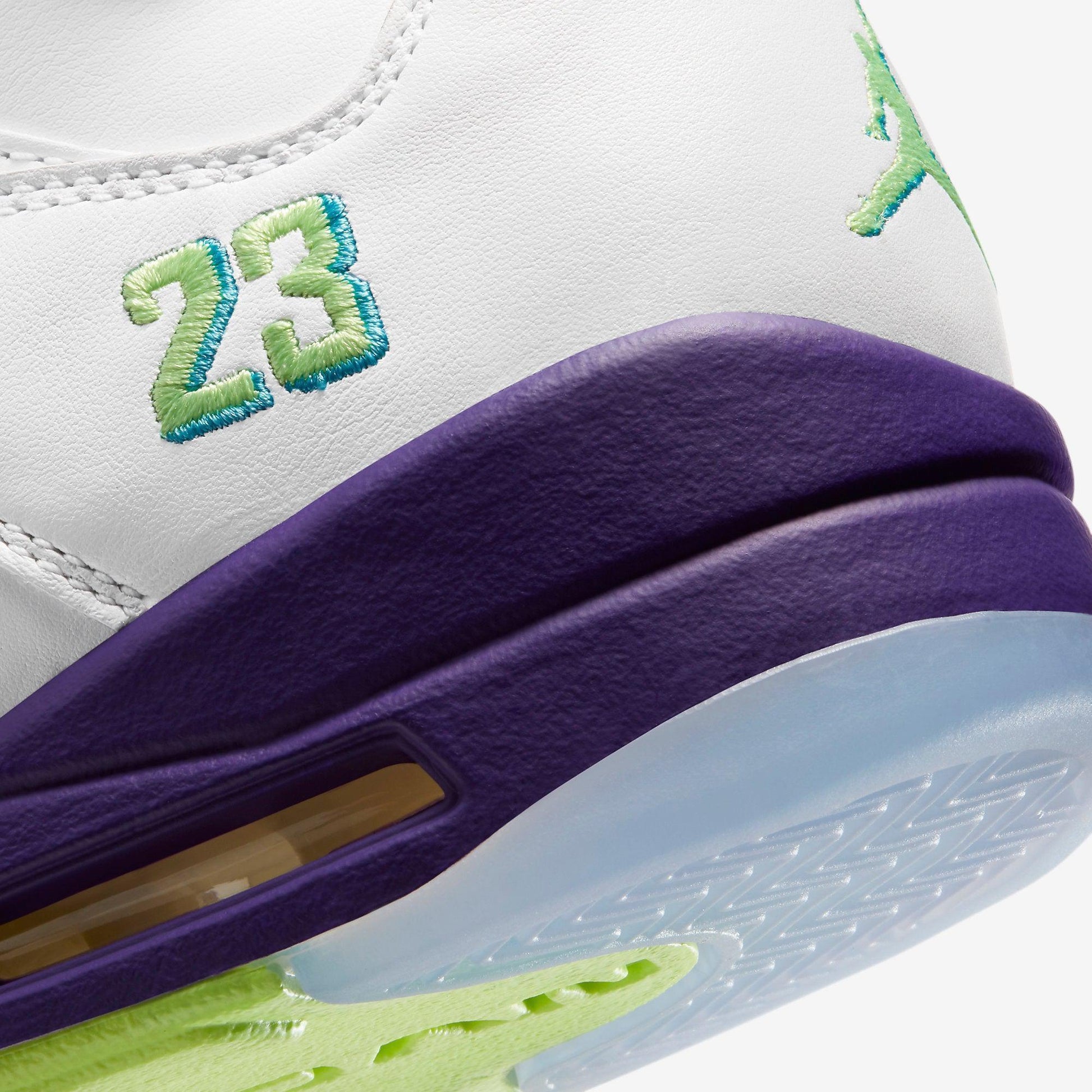 Air Jordan 5 Retro 'Alternate Bel-Air' (2020) [DB3335-100] Athletic Basketball Sports Sneakers in White / Ghost Green - Court Purple for Unisex Adult Mens - AVBL MRKT (8)