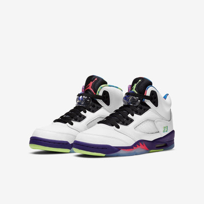 Air Jordan 5 Retro 'Alternate Bel-Air' (2020) (GS) [DB3024-100] Athletic Basketball Sports Sneakers in White / Ghost Green - Court Purple for Unisex Youth Kids Junior Boys Girls - AVBL MRKT (1)