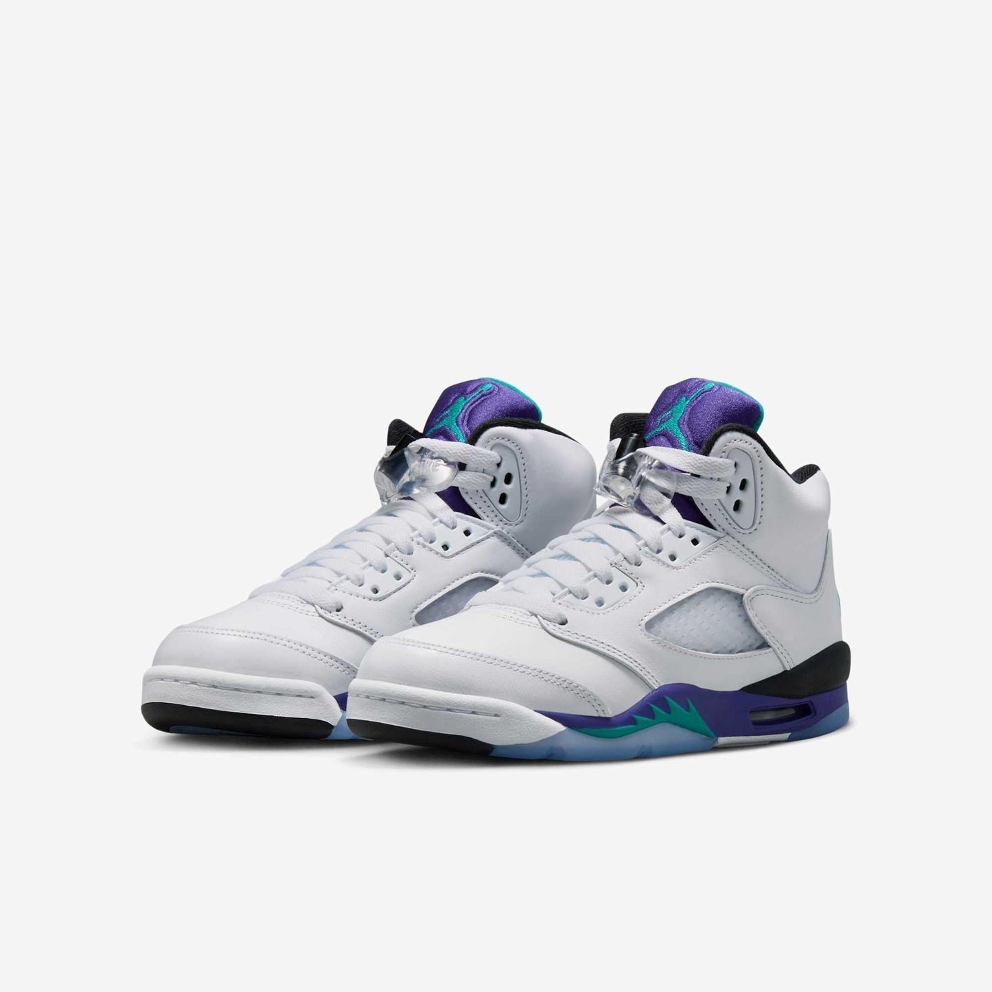 Air Jordan 5 Retro 'Grape' (2025) (GS) [HQ7980-100] Athletic Basketball Sports Sneakers in White / New Emerald - Grape Ice for Unisex Youth Kids Junior Boys Girls - AVBL MRKT (1)