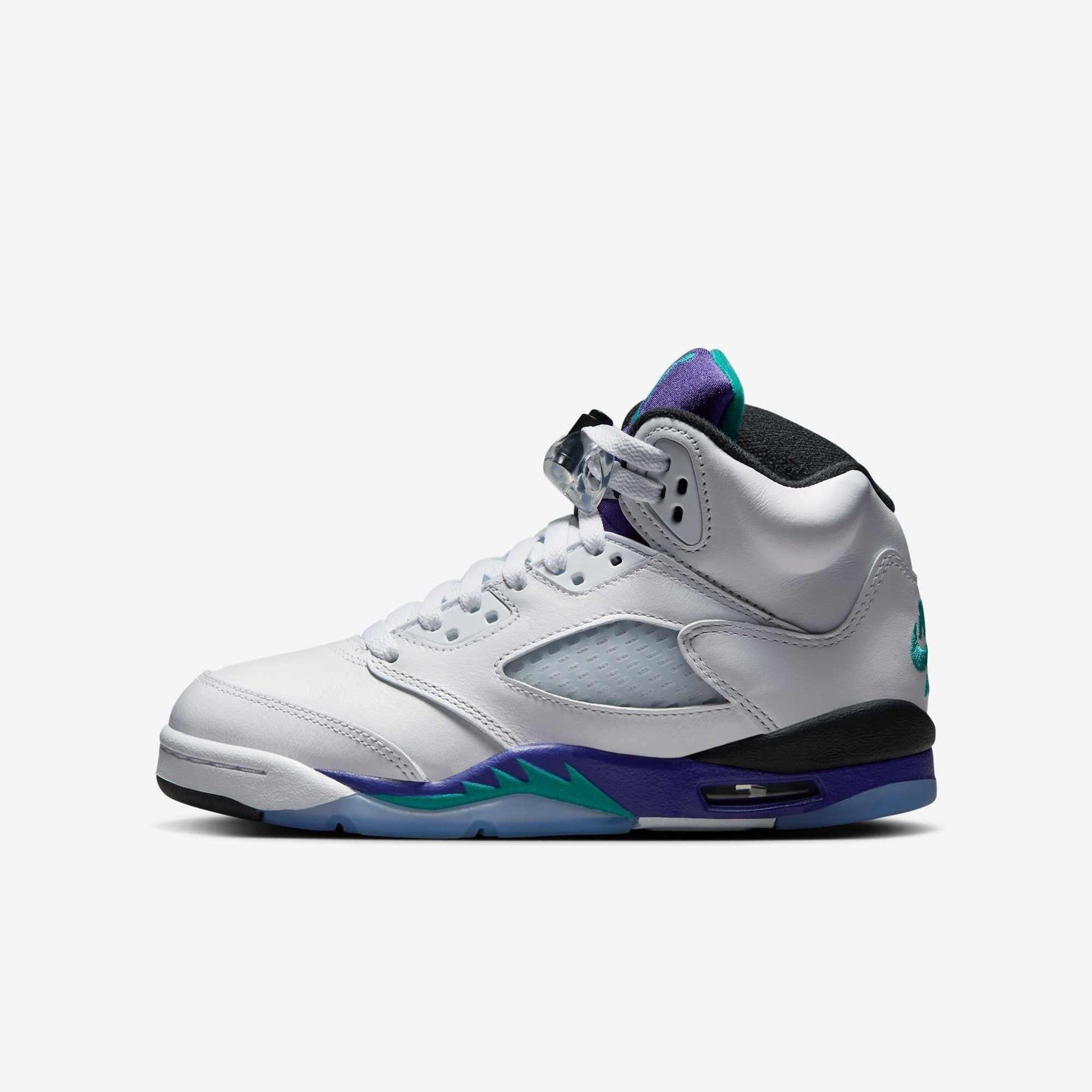 Air Jordan 5 Retro 'Grape' (2025) (GS) [HQ7980-100] Athletic Basketball Sports Sneakers in White / New Emerald - Grape Ice for Unisex Youth Kids Junior Boys Girls - AVBL MRKT (2)