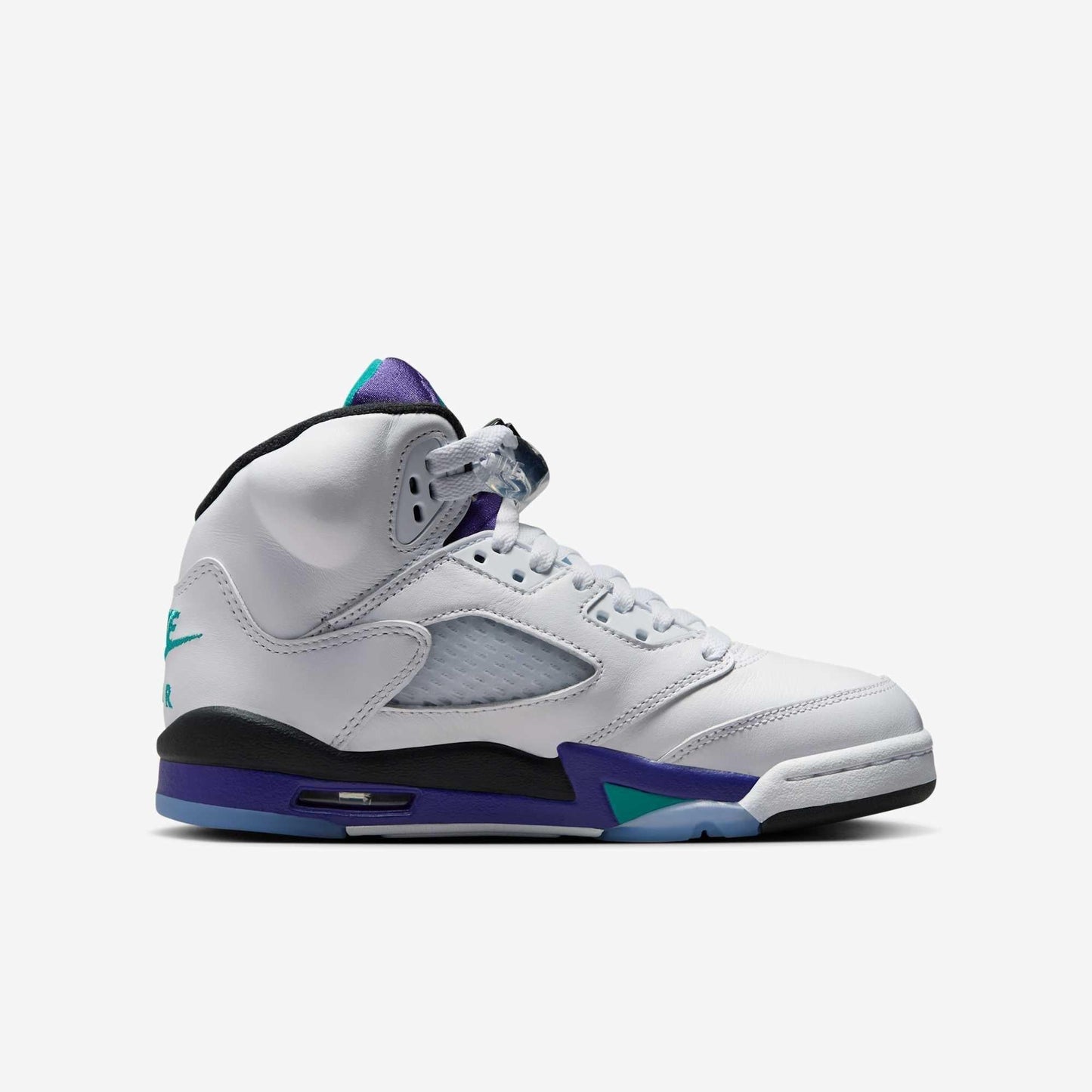 Air Jordan 5 Retro 'Grape' (2025) (GS) [HQ7980-100] Athletic Basketball Sports Sneakers in White / New Emerald - Grape Ice for Unisex Youth Kids Junior Boys Girls - AVBL MRKT (4)