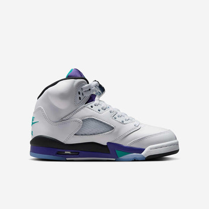 Air Jordan 5 Retro 'Grape' (2025) (GS) [HQ7980-100] Athletic Basketball Sports Sneakers in White / New Emerald - Grape Ice for Unisex Youth Kids Junior Boys Girls - AVBL MRKT (4)