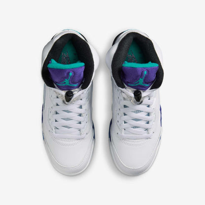 Air Jordan 5 Retro 'Grape' (2025) (GS) [HQ7980-100] Athletic Basketball Sports Sneakers in White / New Emerald - Grape Ice for Unisex Youth Kids Junior Boys Girls - AVBL MRKT (5)