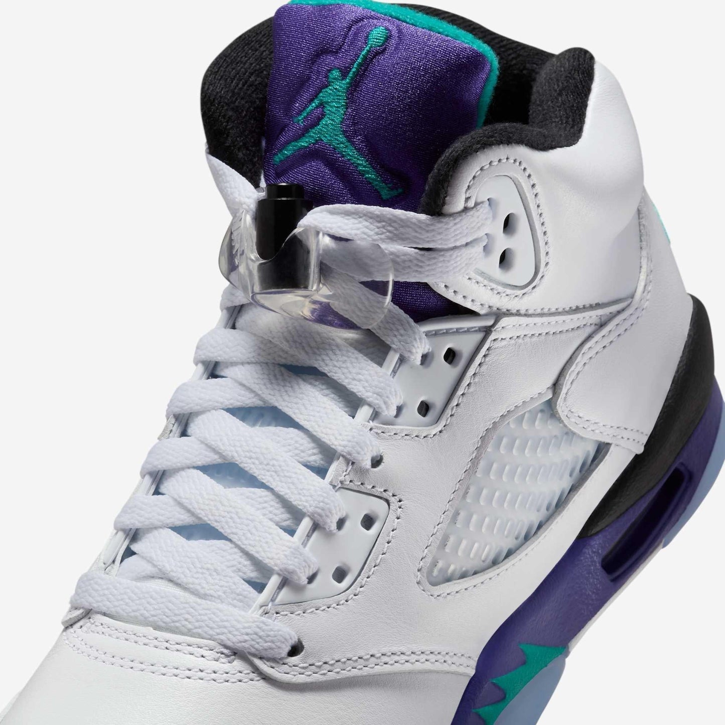 Air Jordan 5 Retro 'Grape' (2025) (GS) [HQ7980-100] Athletic Basketball Sports Sneakers in White / New Emerald - Grape Ice for Unisex Youth Kids Junior Boys Girls - AVBL MRKT (7)