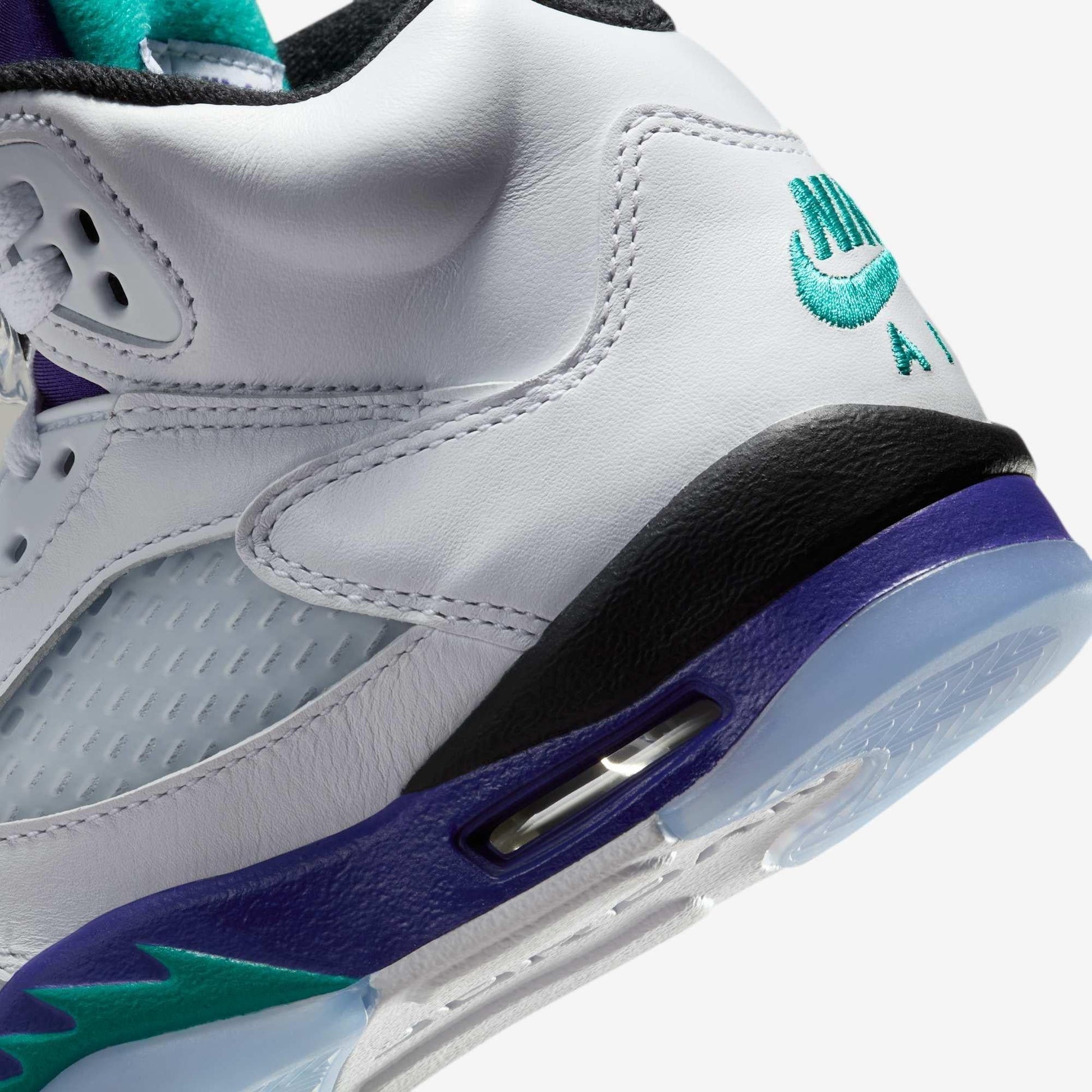 Air Jordan 5 Retro 'Grape' (2025) (GS) [HQ7980-100] Athletic Basketball Sports Sneakers in White / New Emerald - Grape Ice for Unisex Youth Kids Junior Boys Girls - AVBL MRKT (8)