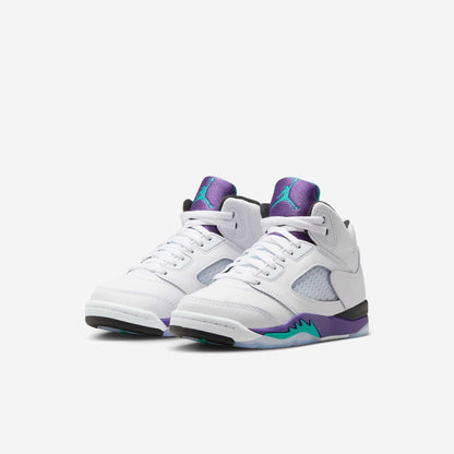 Air Jordan 5 Retro 'Grape' (2025) (PS) [HQ7979-100] Athletic Basketball Sports Sneakers in White / New Emerald - Grape Ice for Unisex Little Kids Pre-School Boys Girls - AVBL MRKT (1)