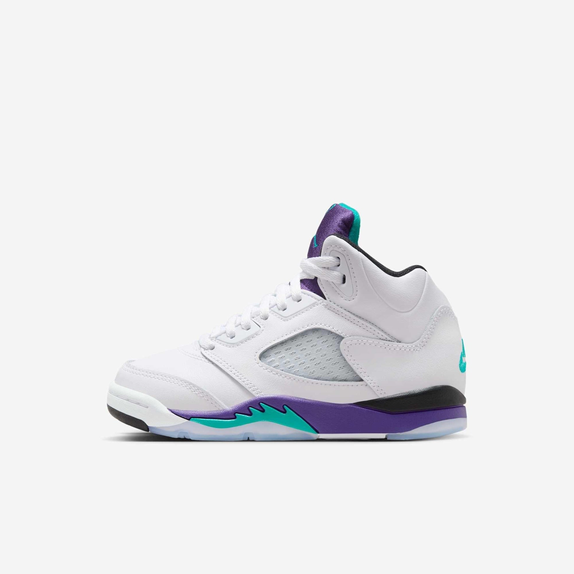 Air Jordan 5 Retro 'Grape' (2025) (PS) [HQ7979-100] Athletic Basketball Sports Sneakers in White / New Emerald - Grape Ice for Unisex Little Kids Pre-School Boys Girls - AVBL MRKT (2)