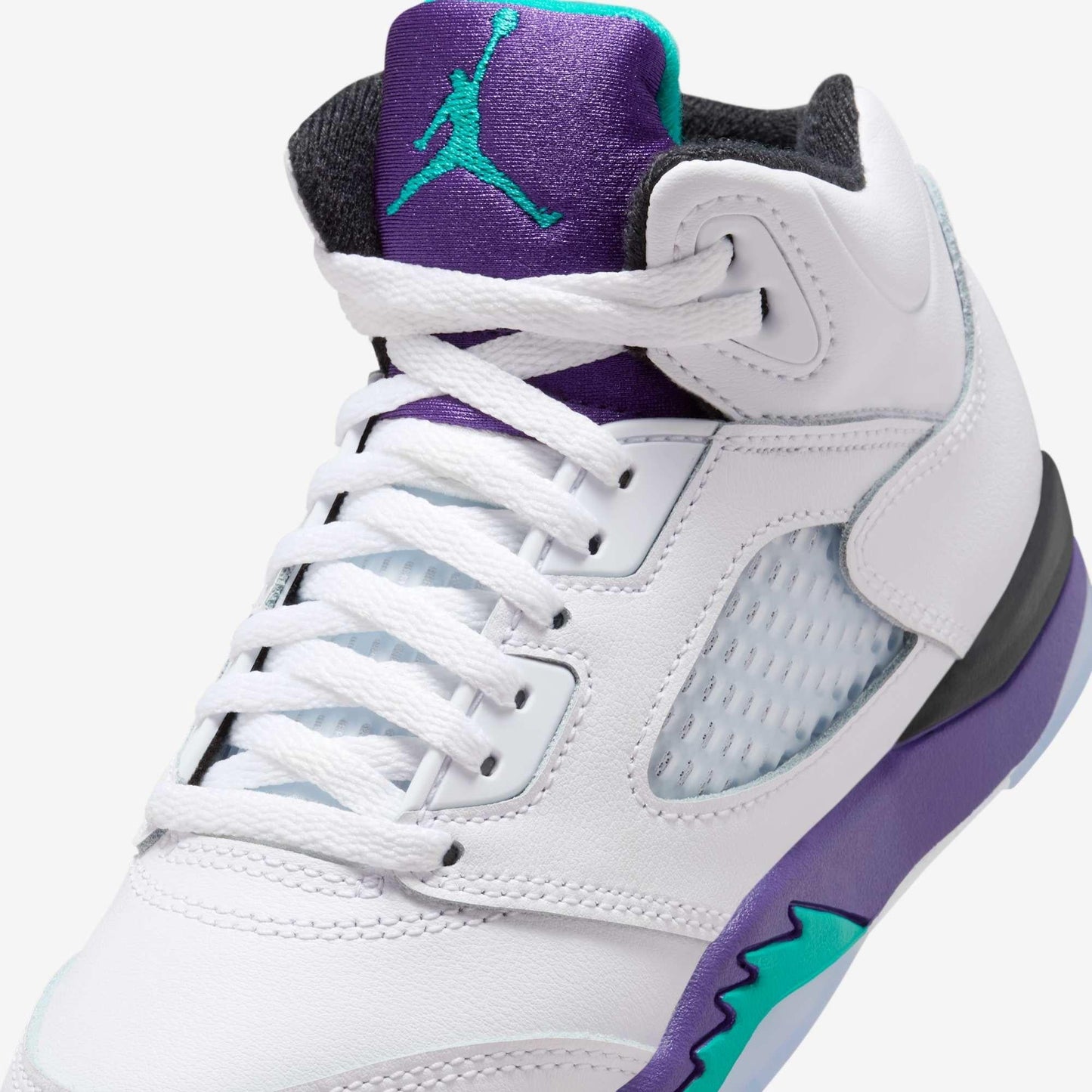 Air Jordan 5 Retro 'Grape' (2025) (PS) [HQ7979-100] Athletic Basketball Sports Sneakers in White / New Emerald - Grape Ice for Unisex Little Kids Pre-School Boys Girls - AVBL MRKT (7)