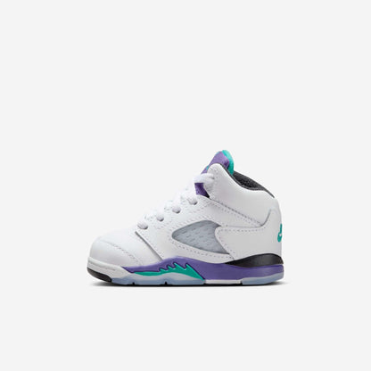 Air Jordan 5 Retro 'Grape' (2025) (TD) [HQ7981-100] Athletic Basketball Sports Sneakers in White / New Emerald - Grape Ice for Unisex Baby Infant Toddler - AVBL MRKT (2)