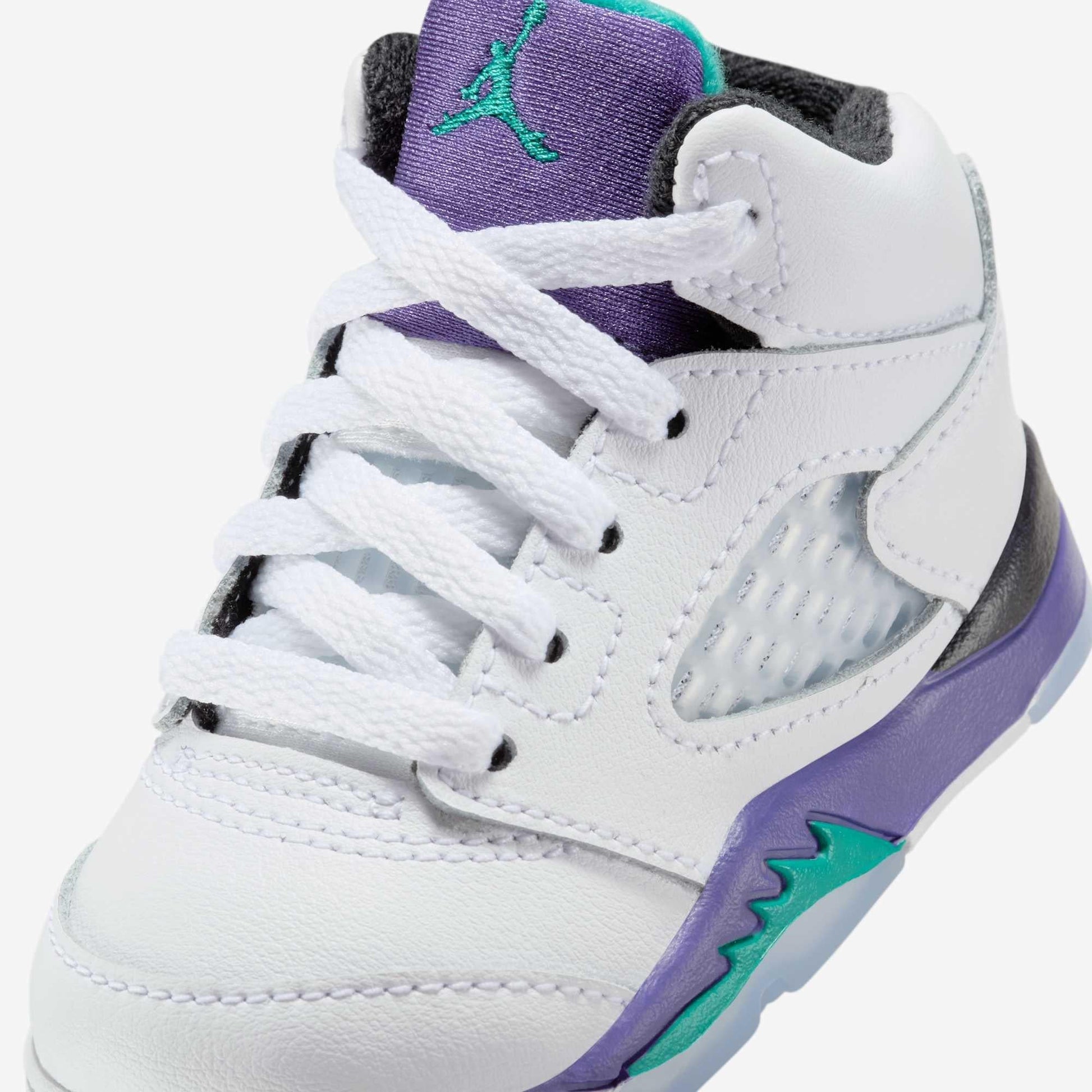 Air Jordan 5 Retro 'Grape' (2025) (TD) [HQ7981-100] Athletic Basketball Sports Sneakers in White / New Emerald - Grape Ice for Unisex Baby Infant Toddler - AVBL MRKT (7)