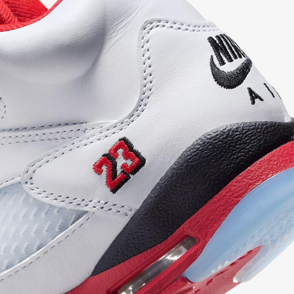 Air Jordan 5 Retro OG 'Fire Red / Black Tongue' (2025) (GS) [HQ7980-101] Athletic Basketball Sports Sneakers in White / Fire Red - Black for Unisex Youth Kids Junior Boys Girls - AVBL MRKT (10)