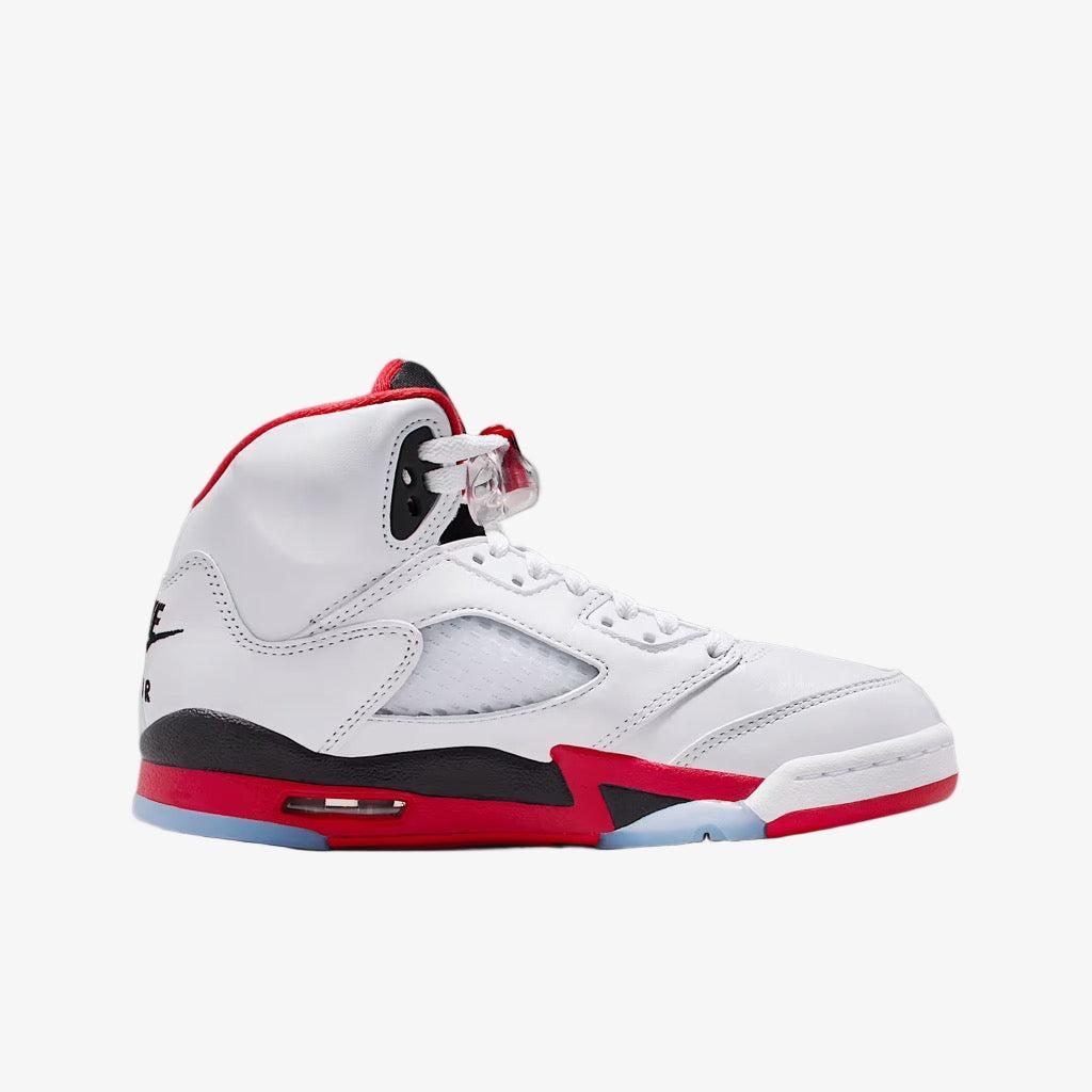 Air Jordan 5 Retro OG 'Fire Red / Black Tongue' (2025) (GS) [HQ7980-101] Athletic Basketball Sports Sneakers in White / Fire Red - Black for Unisex Youth Kids Junior Boys Girls - AVBL MRKT (4)