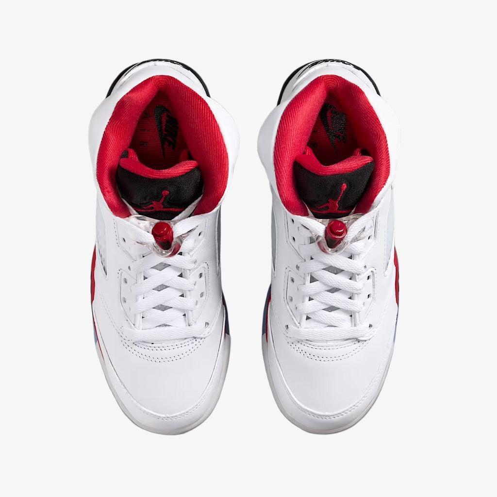 Air Jordan 5 Retro OG 'Fire Red / Black Tongue' (2025) (GS) [HQ7980-101] Athletic Basketball Sports Sneakers in White / Fire Red - Black for Unisex Youth Kids Junior Boys Girls - AVBL MRKT (5)