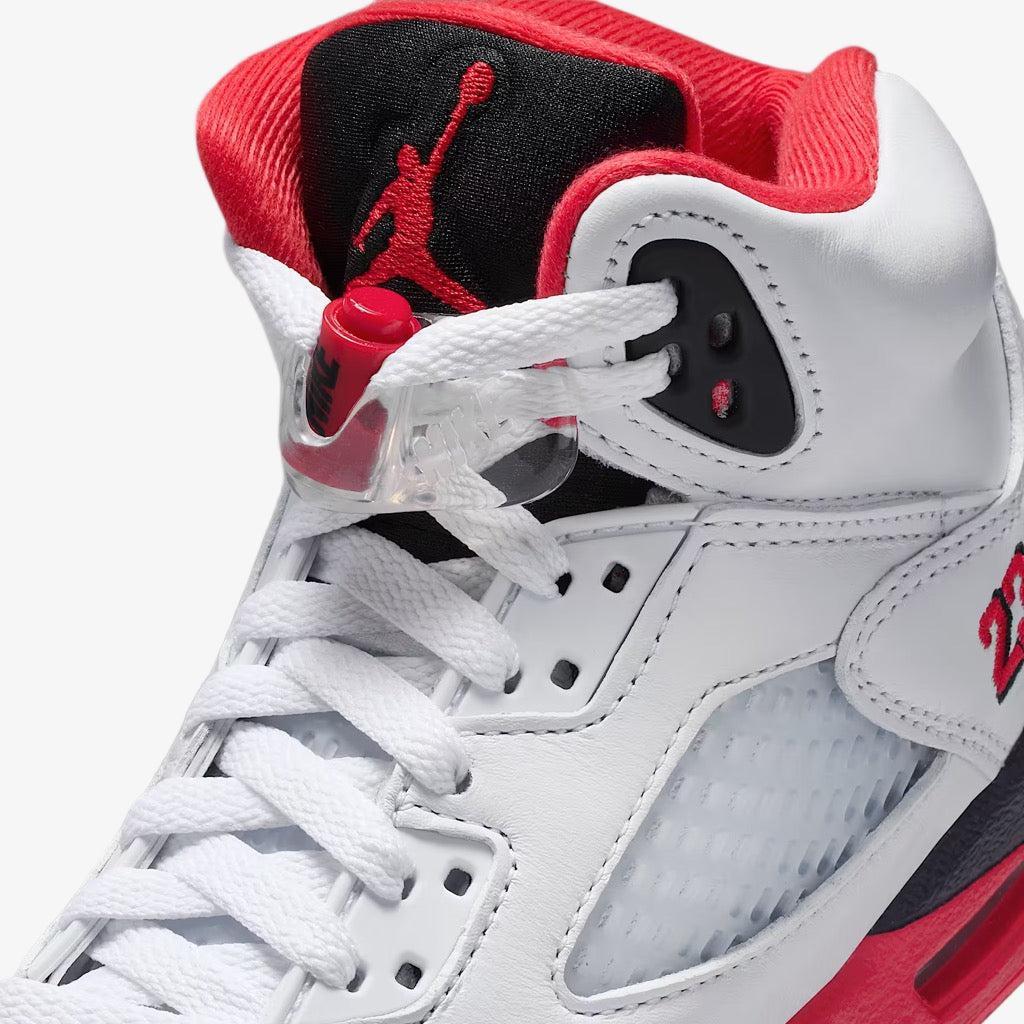 Air Jordan 5 Retro OG 'Fire Red / Black Tongue' (2025) (GS) [HQ7980-101] Athletic Basketball Sports Sneakers in White / Fire Red - Black for Unisex Youth Kids Junior Boys Girls - AVBL MRKT (7)