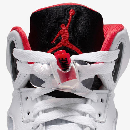 Air Jordan 5 Retro OG 'Fire Red / Black Tongue' (2025) (GS) [HQ7980-101] Athletic Basketball Sports Sneakers in White / Fire Red - Black for Unisex Youth Kids Junior Boys Girls - AVBL MRKT (8)