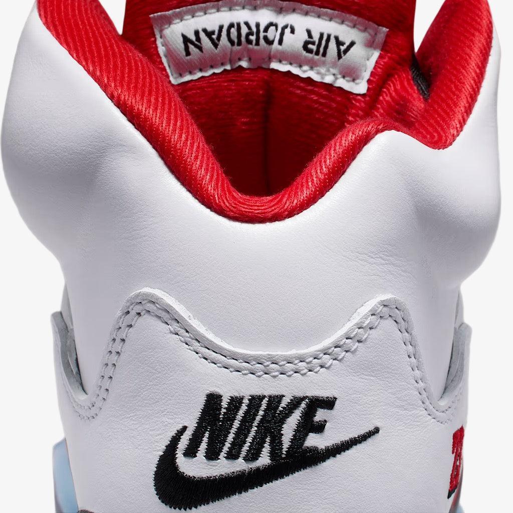 Air Jordan 5 Retro OG 'Fire Red / Black Tongue' (2025) (GS) [HQ7980-101] Athletic Basketball Sports Sneakers in White / Fire Red - Black for Unisex Youth Kids Junior Boys Girls - AVBL MRKT (9)