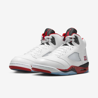 Air Jordan 5 Retro OG 'Fire Red / Black Tongue' (2025) [HQ7978-101] Athletic Basketball Sports Sneakers in White / Fire Red - Black for Unisex Adult Mens - AVBL MRKT (1)