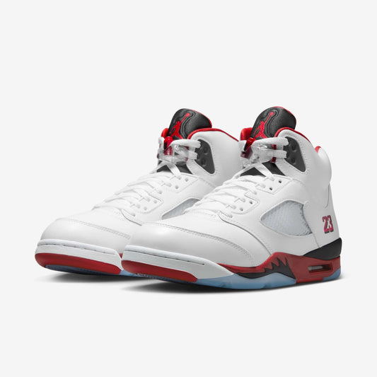 Air Jordan 5 Retro OG 'Fire Red / Black Tongue' (2025) [HQ7978-101] Athletic Basketball Sports Sneakers in White / Fire Red - Black for Unisex Adult Mens - AVBL MRKT (1)