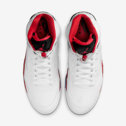Air Jordan 5 Retro OG 'Fire Red / Black Tongue' (2025) [HQ7978-101] Athletic Basketball Sports Sneakers in White / Fire Red - Black for Unisex Adult Mens - AVBL MRKT (5)