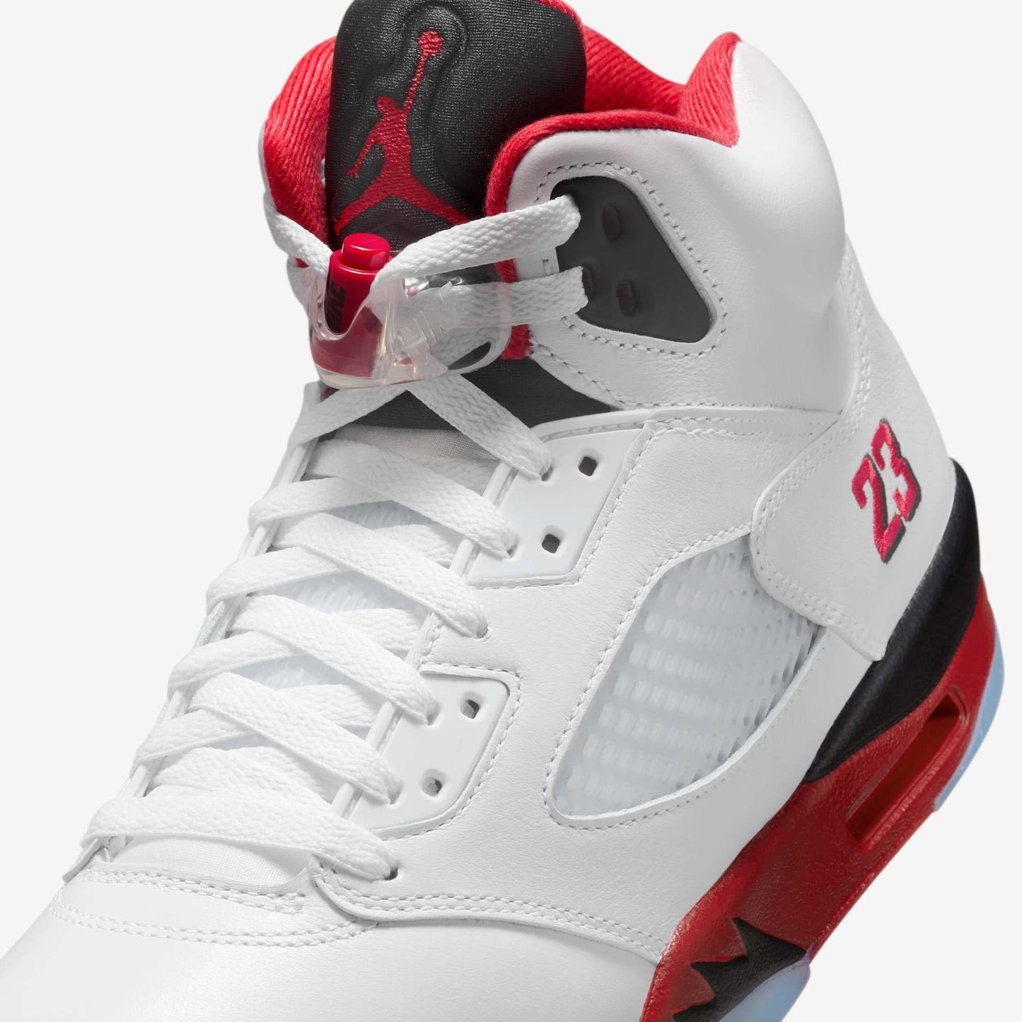 Air Jordan 5 Retro OG 'Fire Red / Black Tongue' (2025) [HQ7978-101] Athletic Basketball Sports Sneakers in White / Fire Red - Black for Unisex Adult Mens - AVBL MRKT (7)