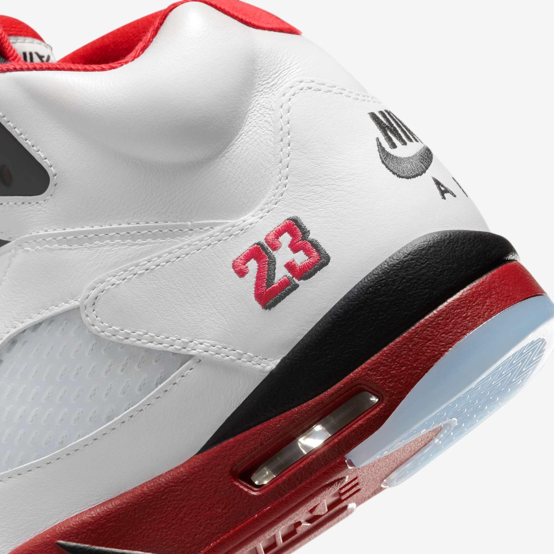 Air Jordan 5 Retro OG 'Fire Red / Black Tongue' (2025) [HQ7978-101] Athletic Basketball Sports Sneakers in White / Fire Red - Black for Unisex Adult Mens - AVBL MRKT (8)