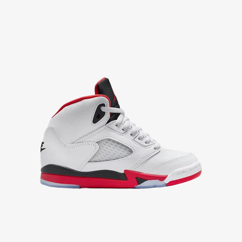 Air Jordan 5 Retro OG 'Fire Red / Black Tongue' (2025) (PS) [HQ7979-101] Athletic Basketball Sports Sneakers in White / Fire Red - Black for Unisex Little Kids Pre-School Boys Girls - AVBL MRKT (4)