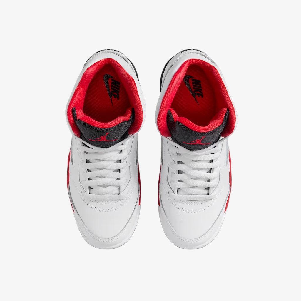 Air Jordan 5 Retro OG 'Fire Red / Black Tongue' (2025) (PS) [HQ7979-101] Athletic Basketball Sports Sneakers in White / Fire Red - Black for Unisex Little Kids Pre-School Boys Girls - AVBL MRKT (5)