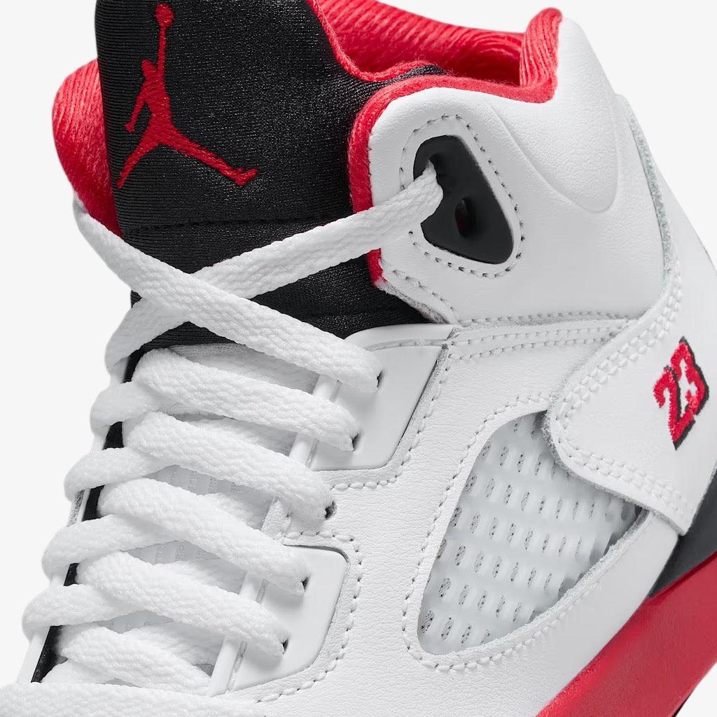 Air Jordan 5 Retro OG 'Fire Red / Black Tongue' (2025) (PS) [HQ7979-101] Athletic Basketball Sports Sneakers in White / Fire Red - Black for Unisex Little Kids Pre-School Boys Girls - AVBL MRKT (7)