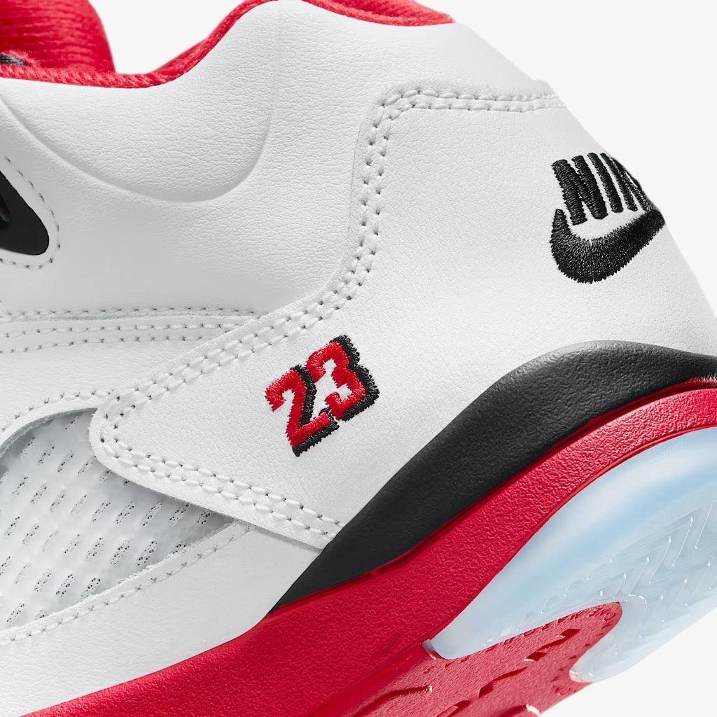 Air Jordan 5 Retro OG 'Fire Red / Black Tongue' (2025) (PS) [HQ7979-101] Athletic Basketball Sports Sneakers in White / Fire Red - Black for Unisex Little Kids Pre-School Boys Girls - AVBL MRKT (8)