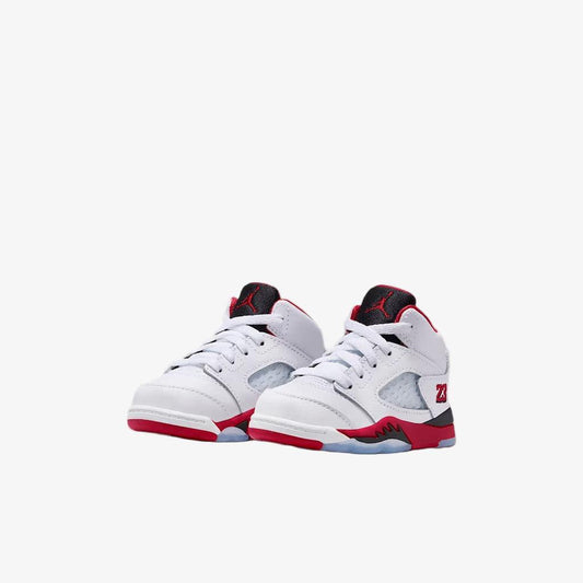 Air Jordan 5 Retro OG 'Fire Red / Black Tongue' (2025) (TD) [HQ7981-101] Athletic Basketball Sports Sneakers in White / Fire Red - Black for Unisex Baby Infant Toddler - AVBL MRKT (1)