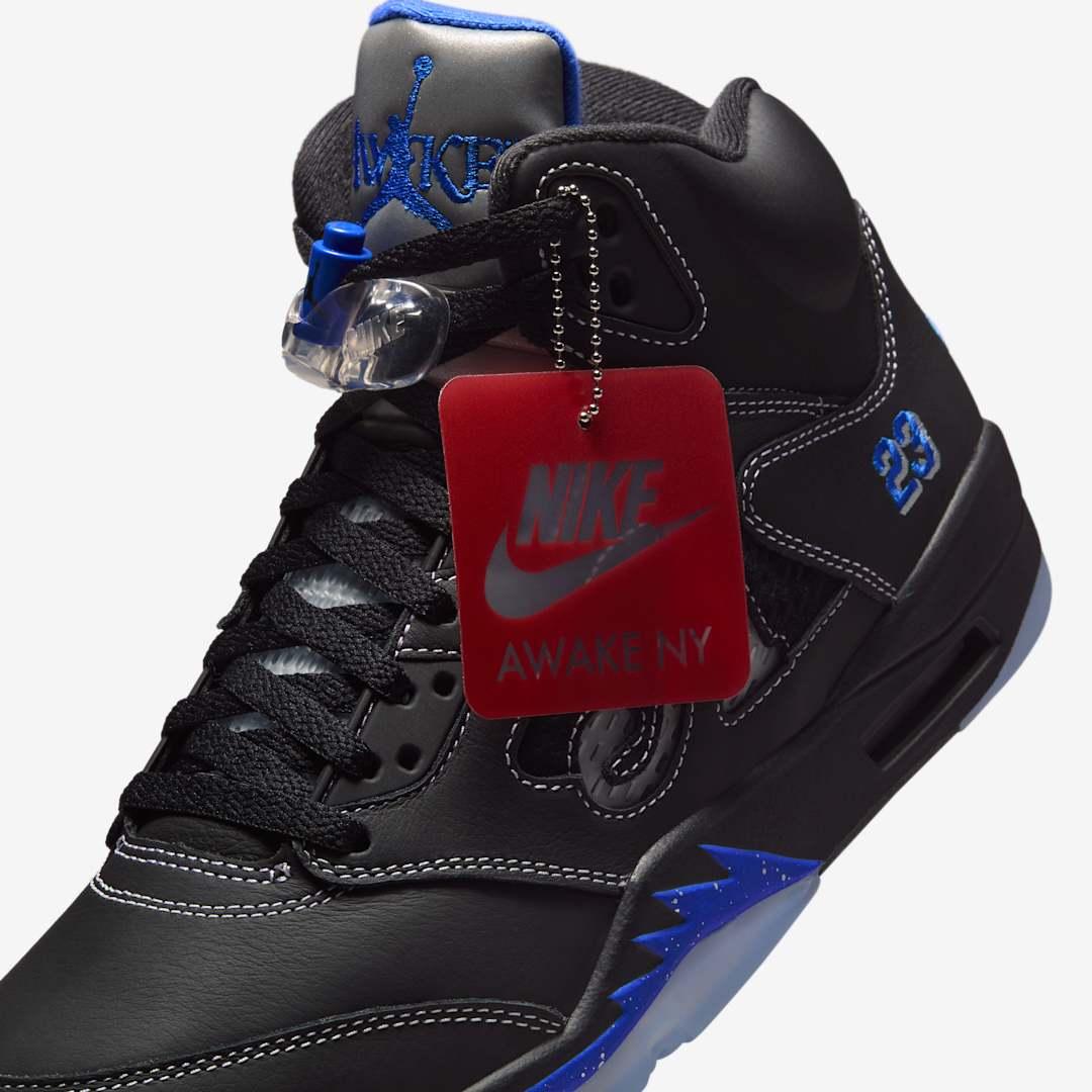 Air Jordan 5 Retro OG SP x Awake NY 'Boro Black / Racer Blue' (Edition of 13,000) (2025) [DV4982-004] Athletic Basketball Sports Sneakers in Black / Racer Blue for Unisex Adult Mens - AVBL MRKT (9)