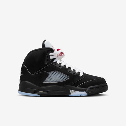 Air Jordan 5 Retro 'Reimagined Black / Metallic Silver' (2025) (GS) [HF3976-001] Athletic Basketball Sports Sneakers in Black / White - Metallic Silver - Fire Red for Unisex Youth Kids Junior Boys Girls - AVBL MRKT (4)