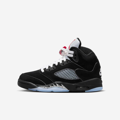 Air Jordan 5 Retro 'Reimagined Black / Metallic Silver' (2025) (GS) [HF3976-001] Athletic Basketball Sports Sneakers in Black / White - Metallic Silver - Fire Red for Unisex Youth Kids Junior Boys Girls - AVBL MRKT (2)